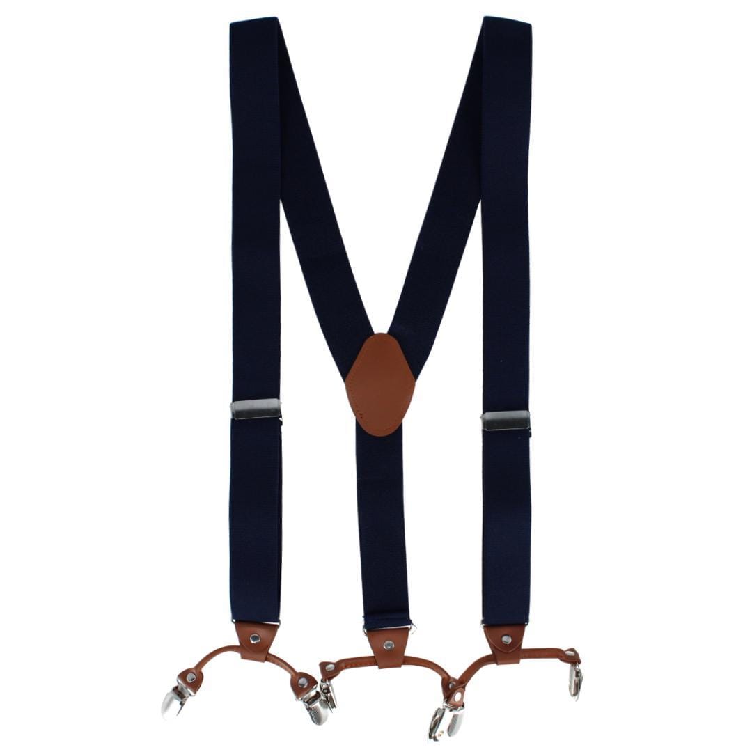 CTM® Men's Solid Color Elastic Y-Back Double Clip-End Suspender