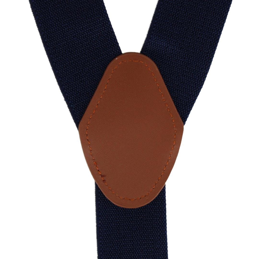 CTM® Men's Solid Color Elastic Y-Back Double Clip-End Suspender - Navy Blue