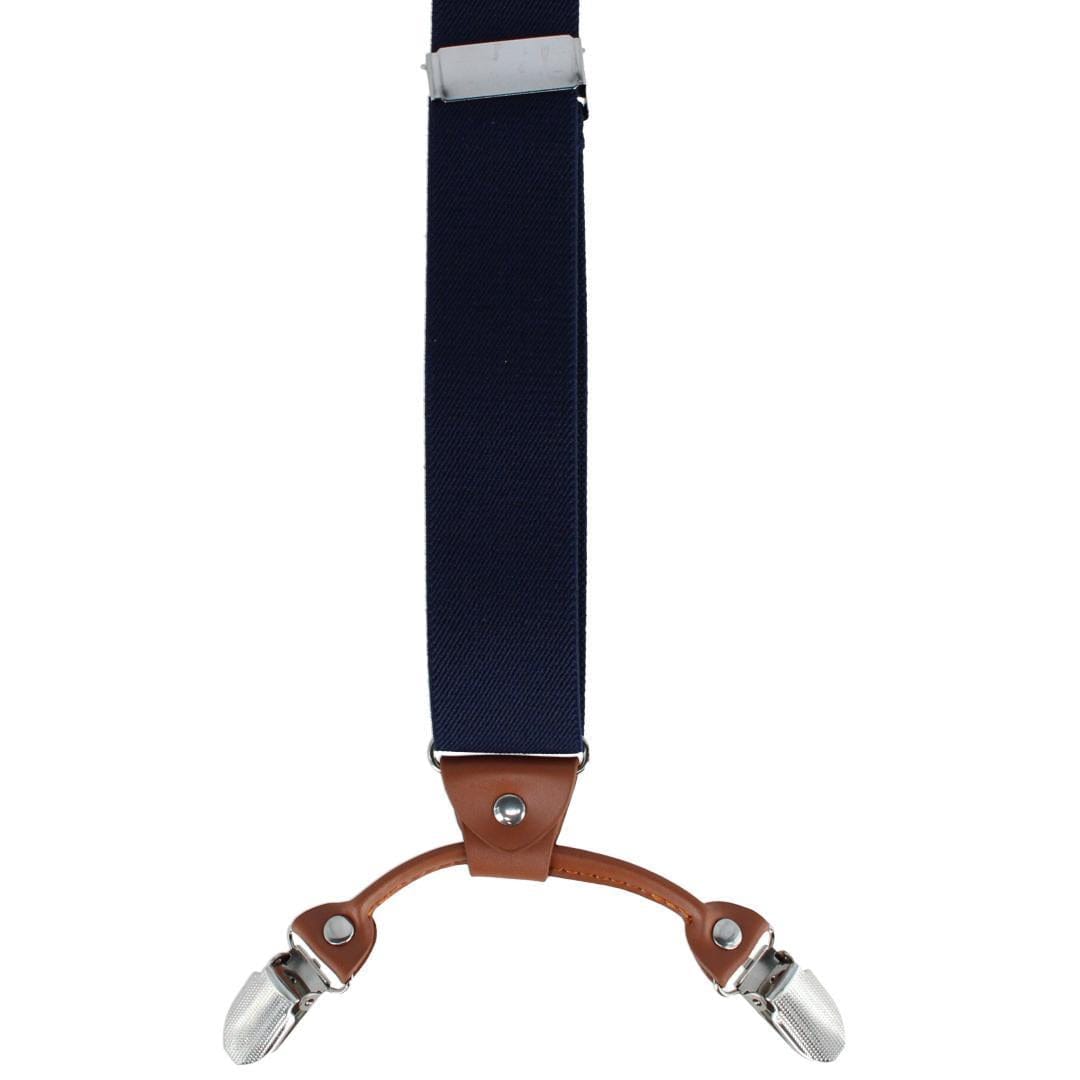 CTM® Men's Solid Color Elastic Y-Back Double Clip-End Suspender - Navy Blue