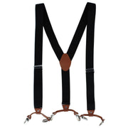 Men's Solid Color Elastic Y-Back Double Clip-End Suspender