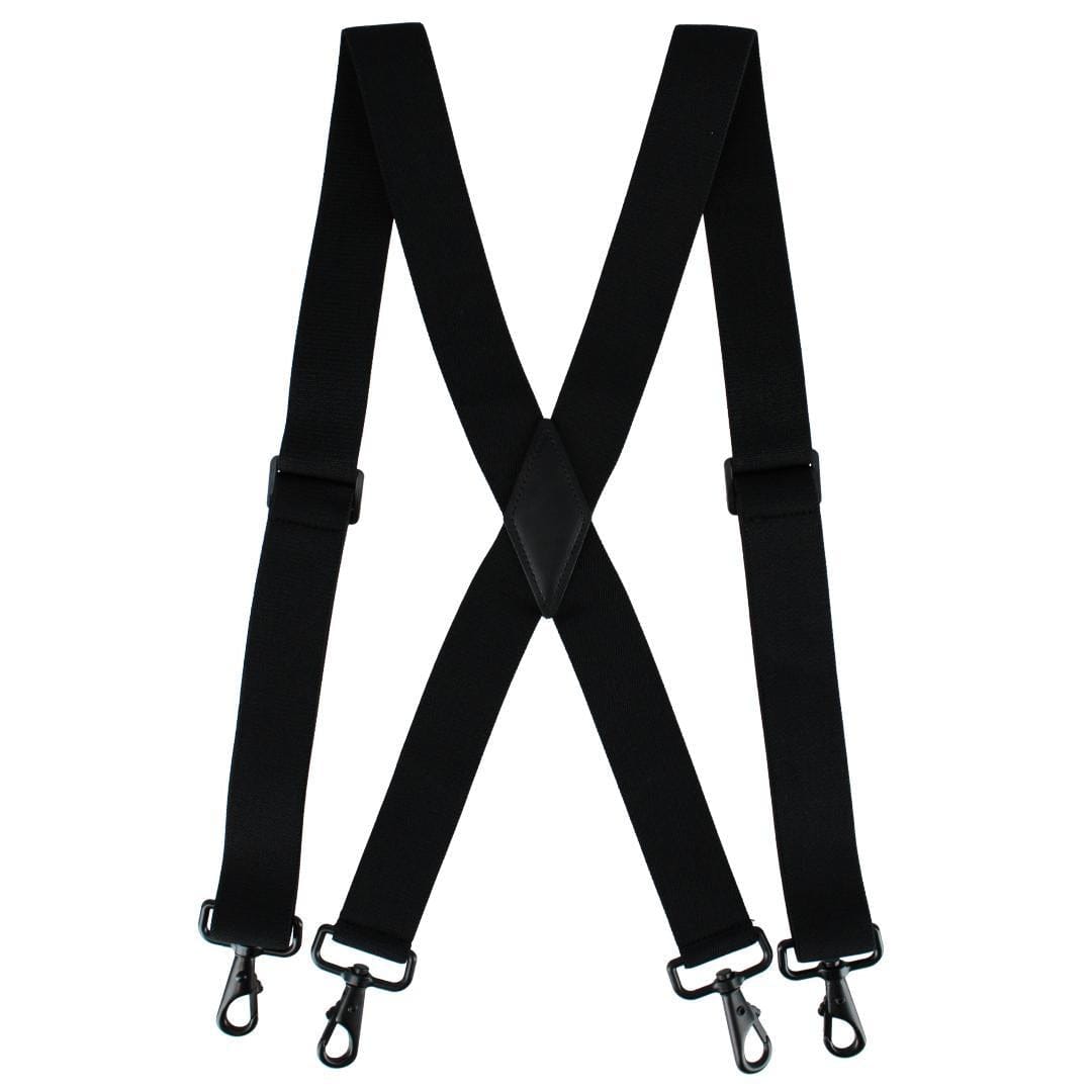 CTM® Men's Elastic X-Back Black Swivel Hook Suspenders - Black