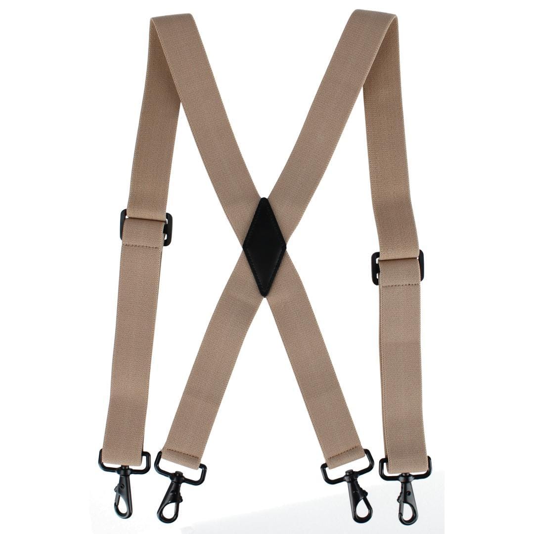 CTM® Men's Elastic X-Back Black Swivel Hook Suspenders - Tan