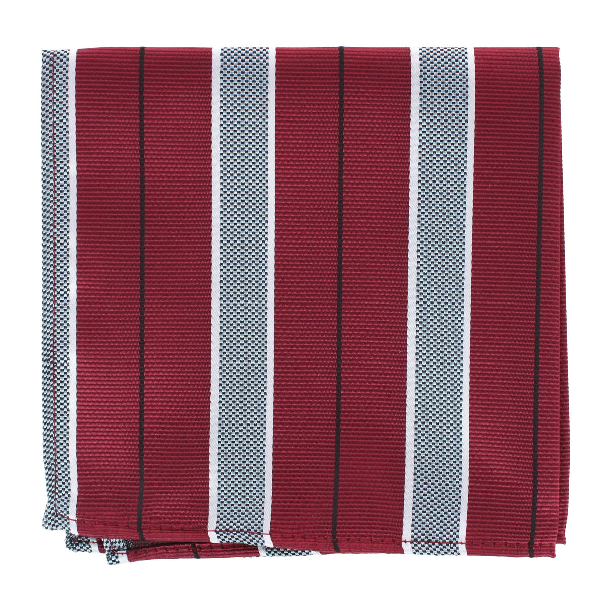 CTM® Men's Classic Stripe Pattern Pocket Square - Burgundy