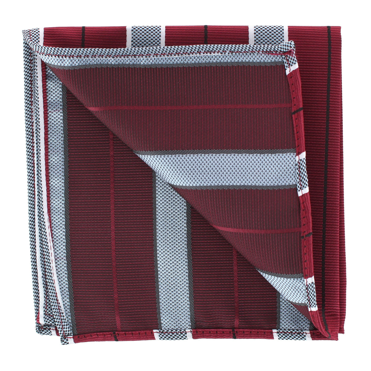 CTM® Men's Classic Stripe Pattern Pocket Square - Burgundy