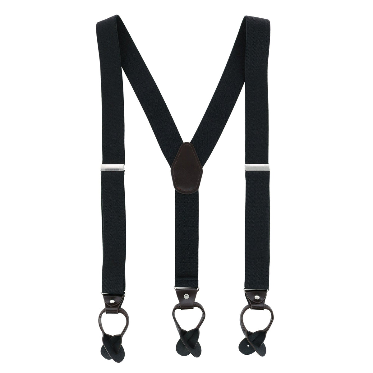 CTM® Men's 1.375 Inch Wide Solid Color Y-Back Button-End Suspenders