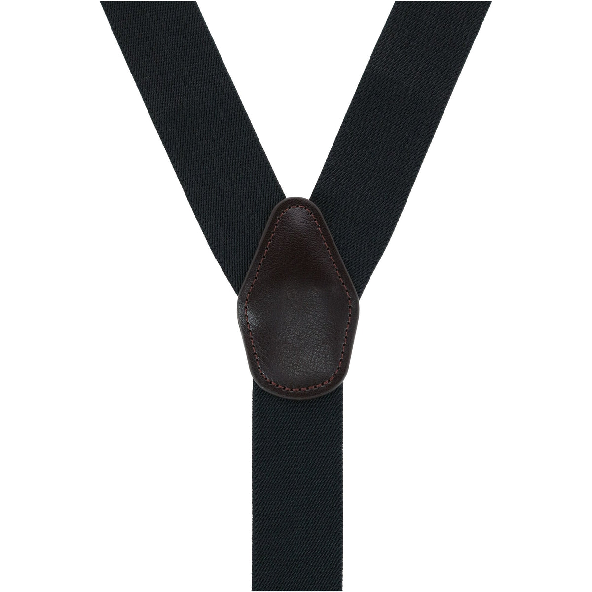 CTM® Men's 1.375 Inch Wide Solid Color Y-Back Button-End Suspenders - Black
