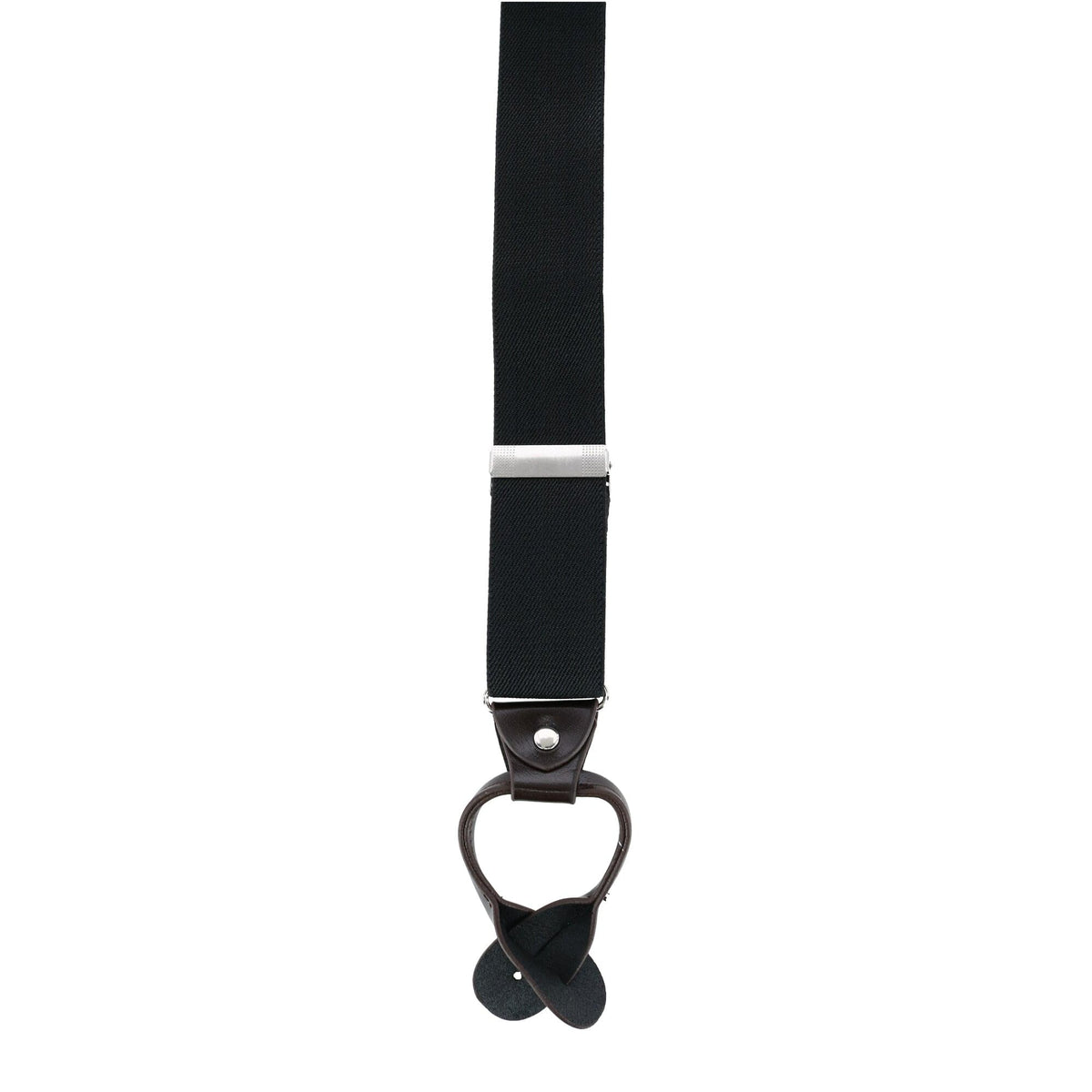 CTM® Men's 1.375 Inch Wide Solid Color Y-Back Button-End Suspenders - Black