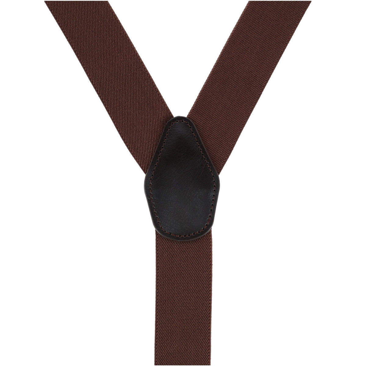 CTM® Men's 1.375 Inch Wide Solid Color Y-Back Button-End Suspenders - Brown