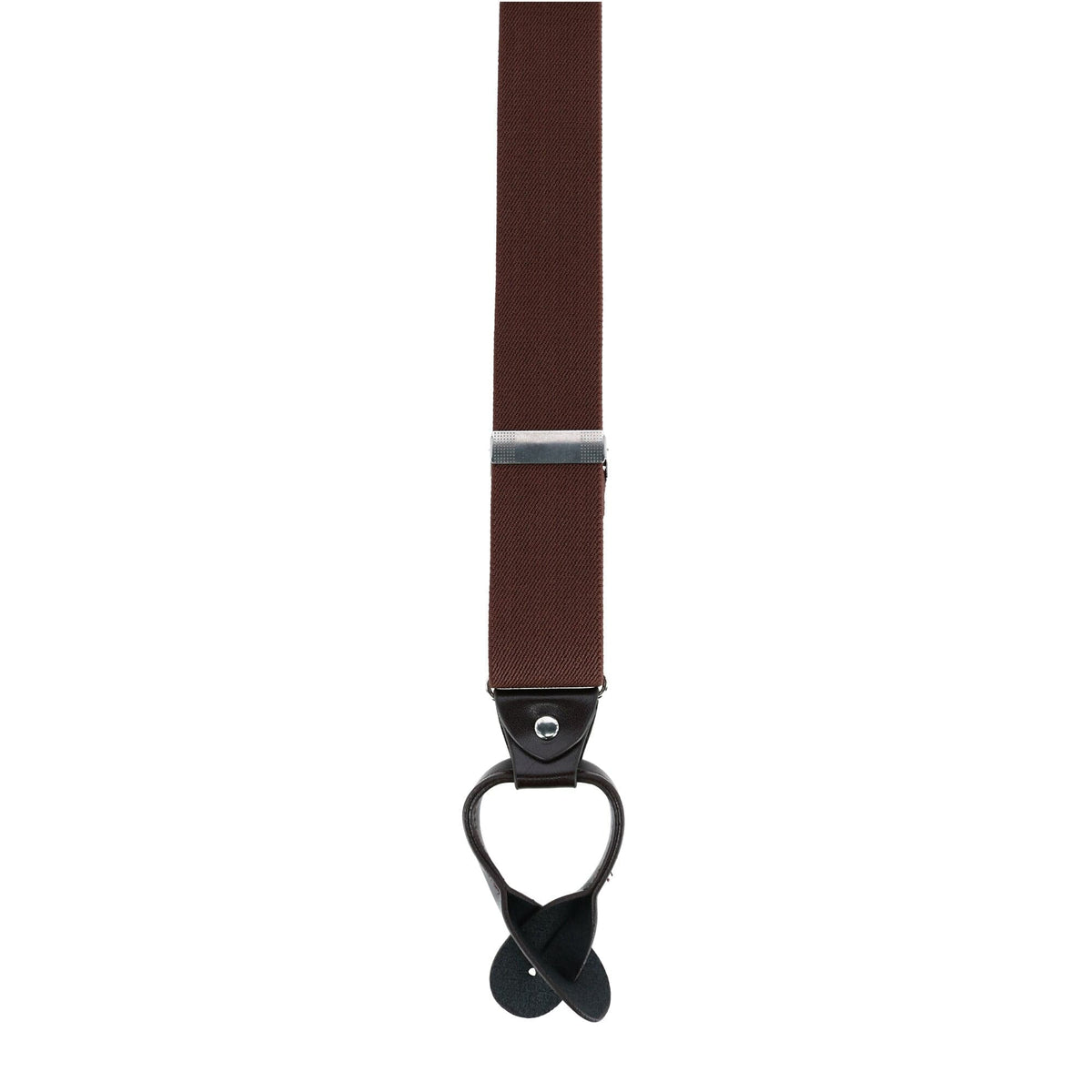 CTM® Men's 1.375 Inch Wide Solid Color Y-Back Button-End Suspenders - Brown