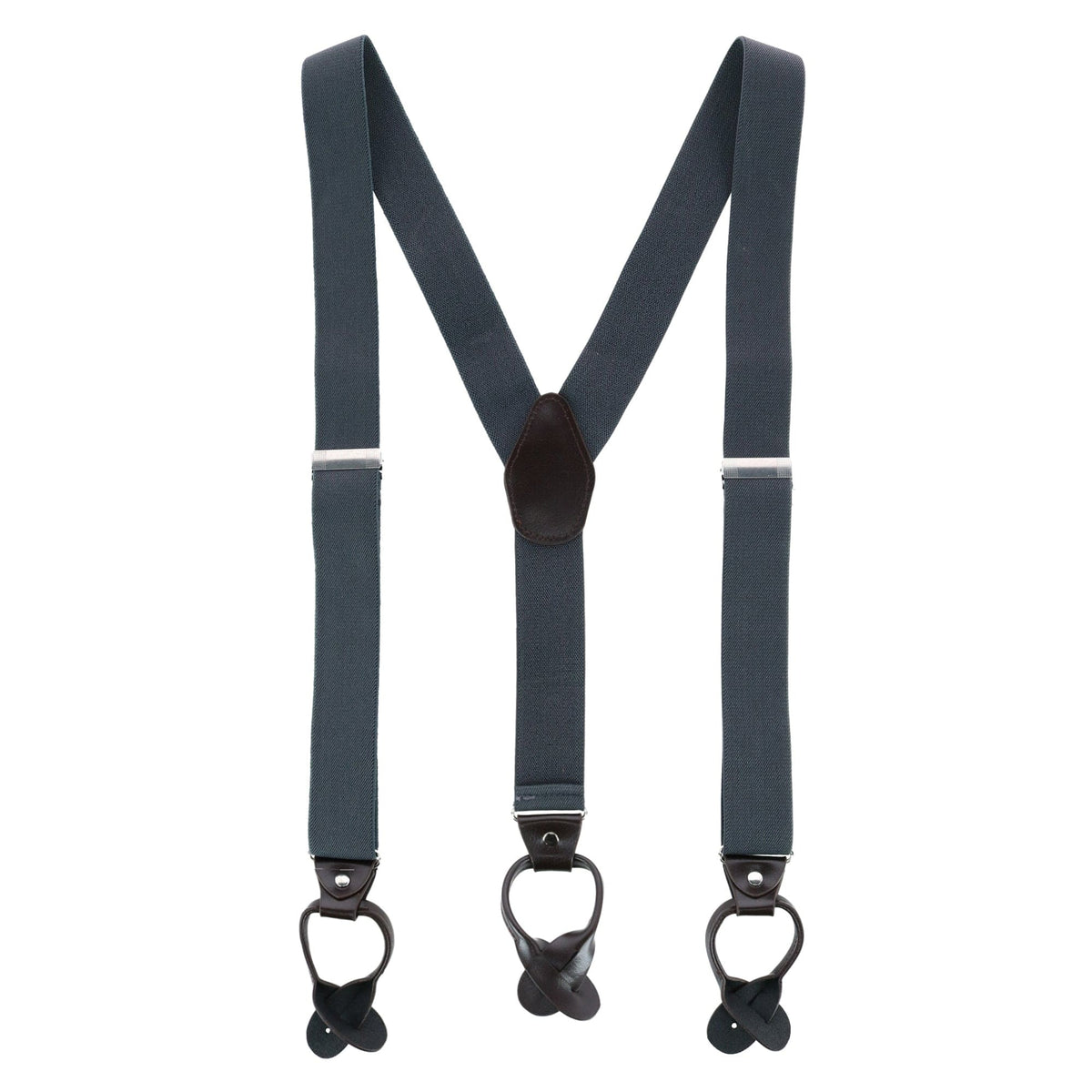 CTM® Men's 1.375 Inch Wide Solid Color Y-Back Button-End Suspenders