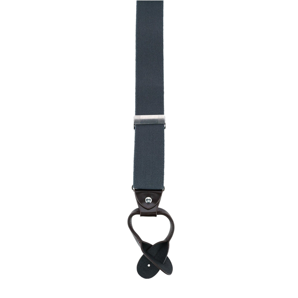 CTM® Men's 1.375 Inch Wide Solid Color Y-Back Button-End Suspenders - Grey