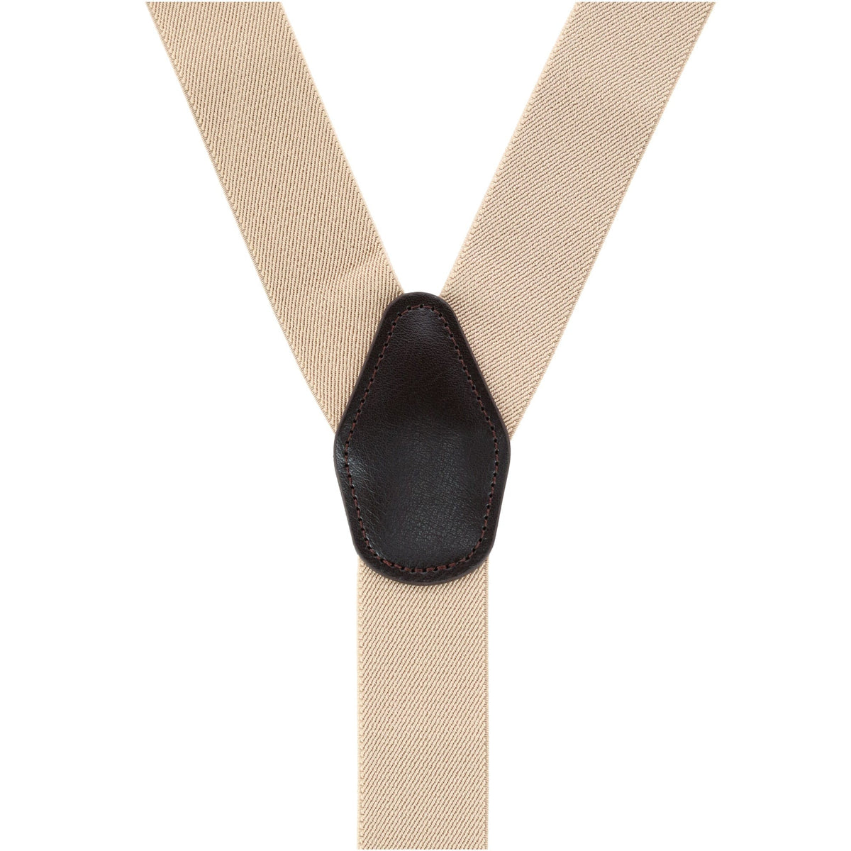 CTM® Men's 1.375 Inch Wide Solid Color Y-Back Button-End Suspenders - Khaki