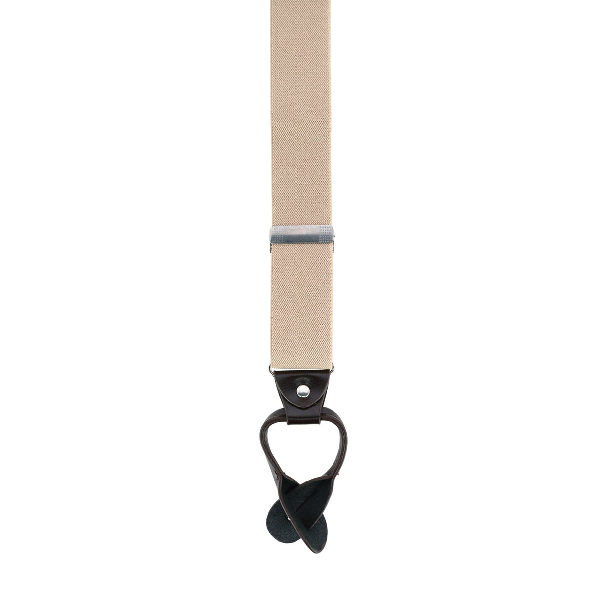 CTM® Men's 1.375 Inch Wide Solid Color Y-Back Button-End Suspenders - Khaki