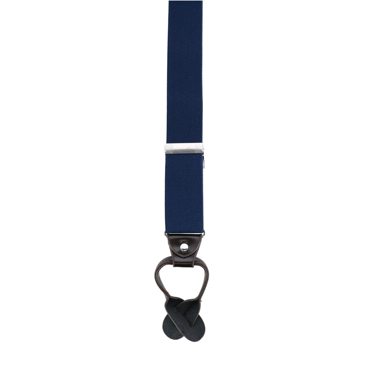 CTM® Men's 1.375 Inch Wide Solid Color Y-Back Button-End Suspenders - Navy