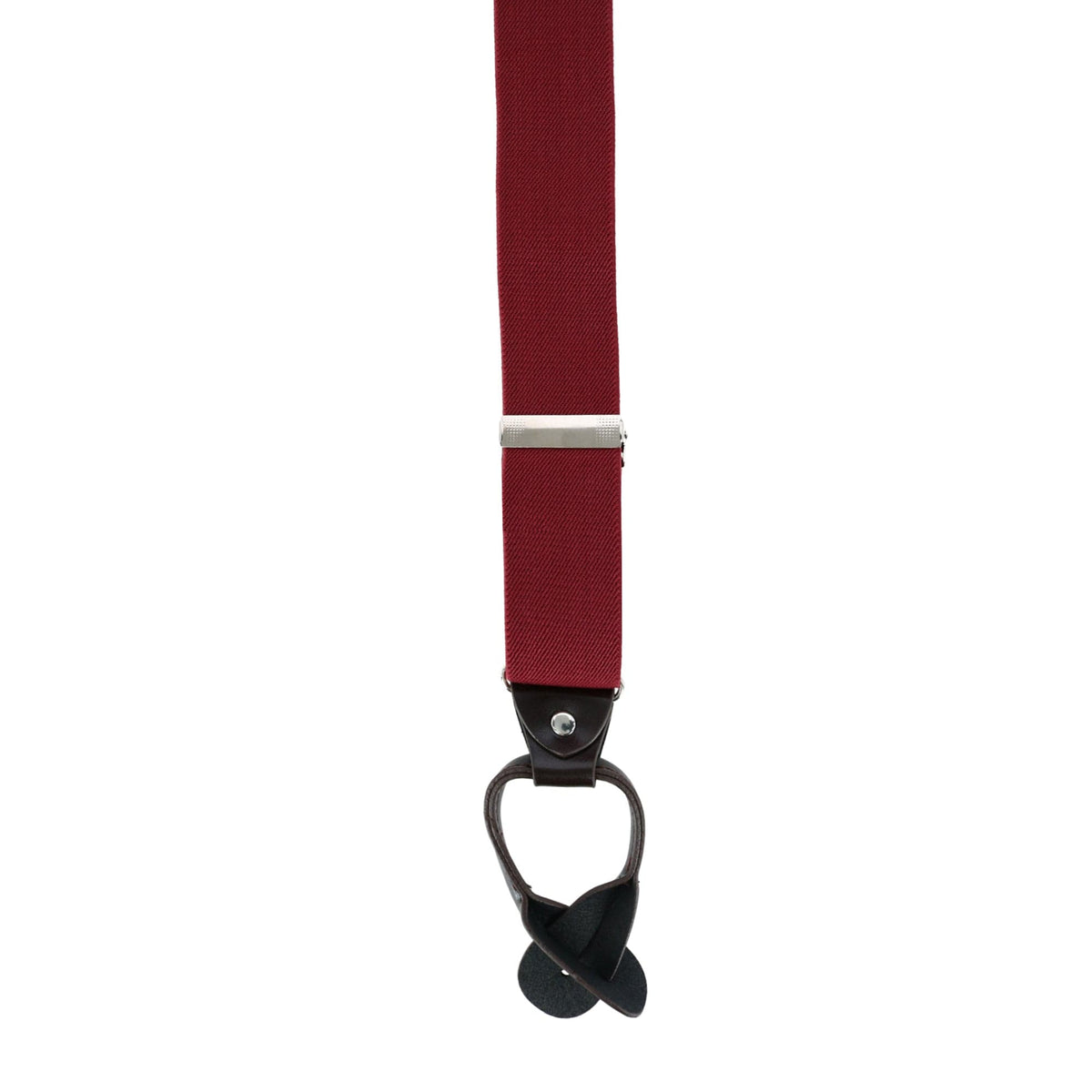 CTM® Men's 1.375 Inch Wide Solid Color Y-Back Button-End Suspenders - Red