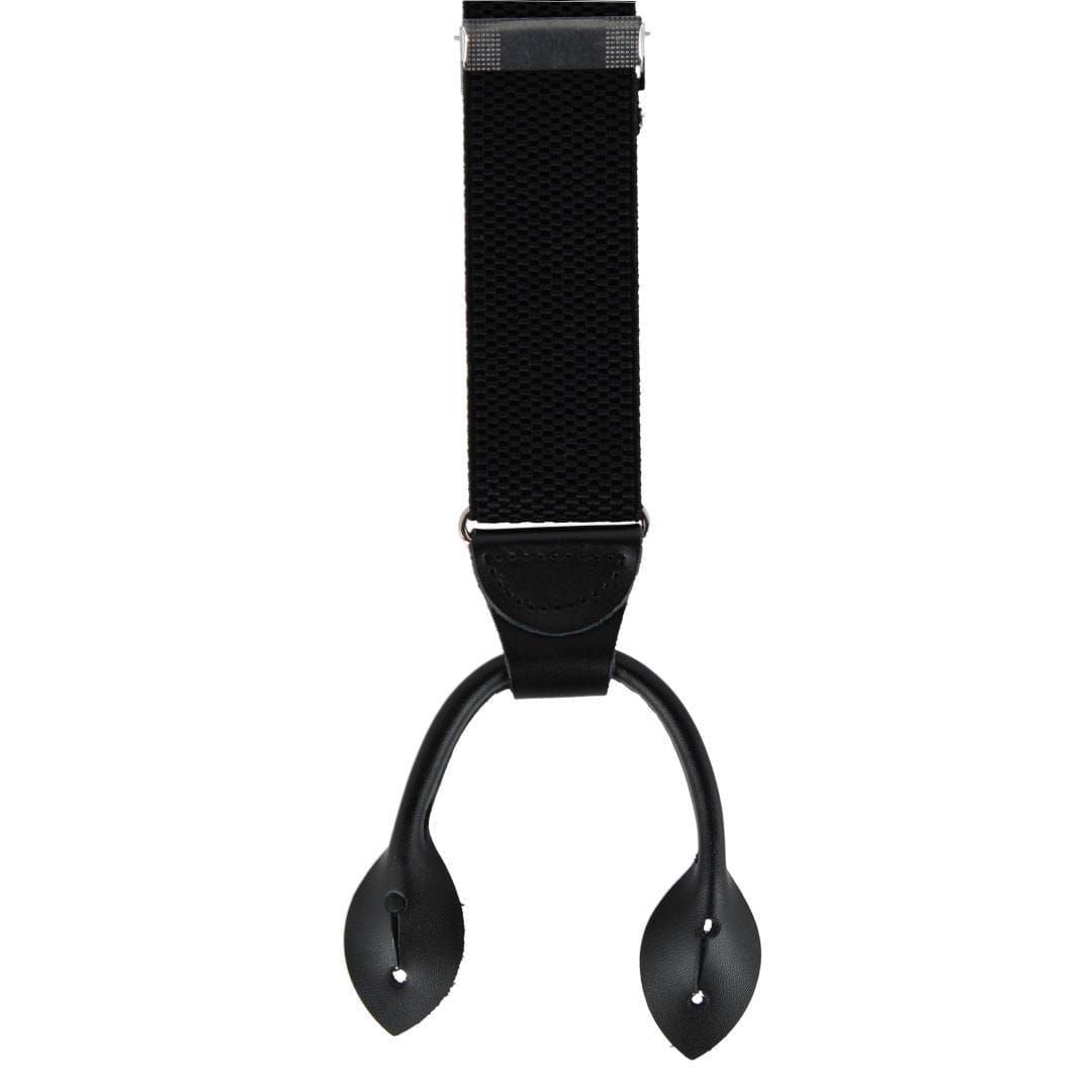 CTM® Men's 35mm Wide Pin Dot Y-Back Button-End Suspenders - Black