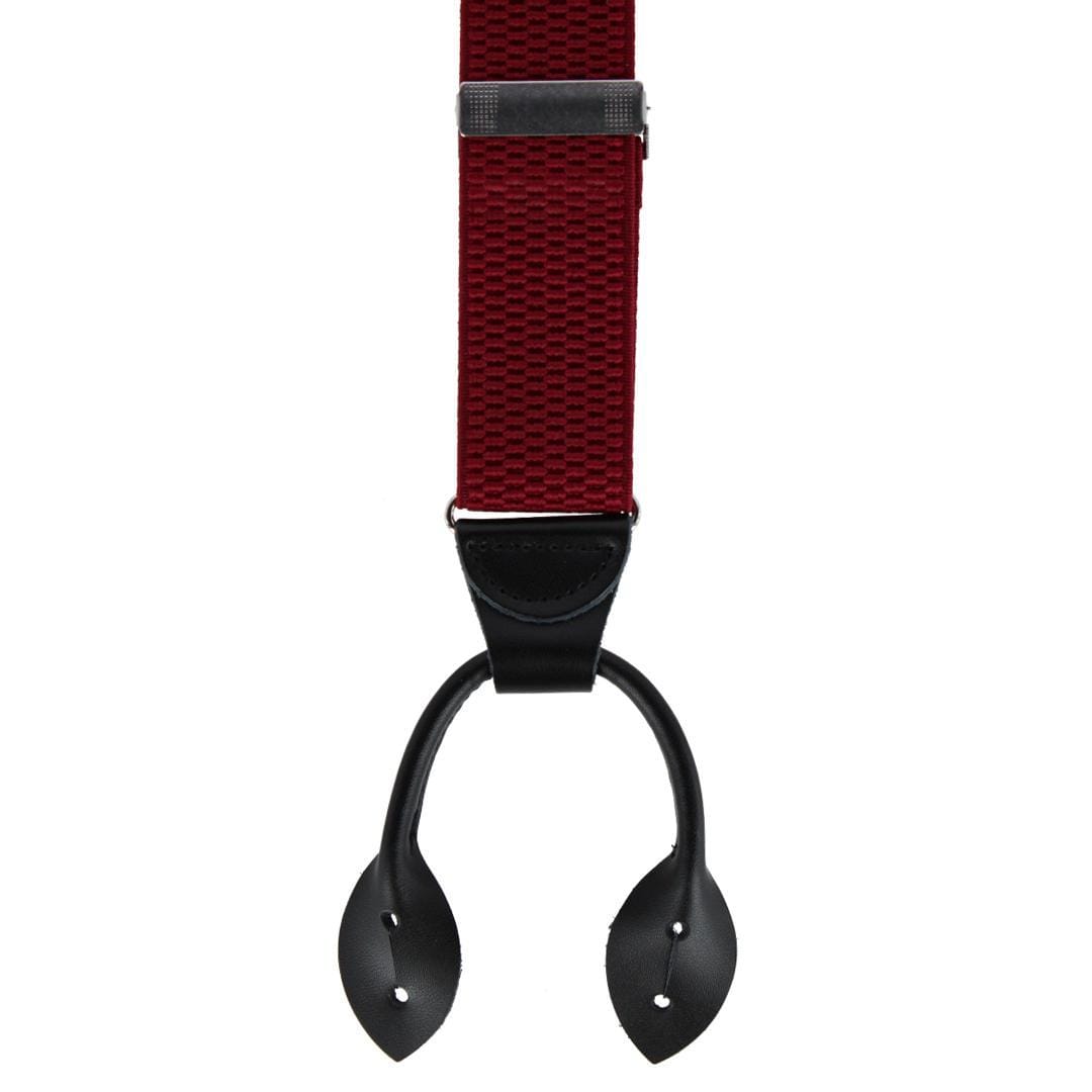 CTM® Men's 35mm Wide Pin Dot Y-Back Button-End Suspenders - Burgundy
