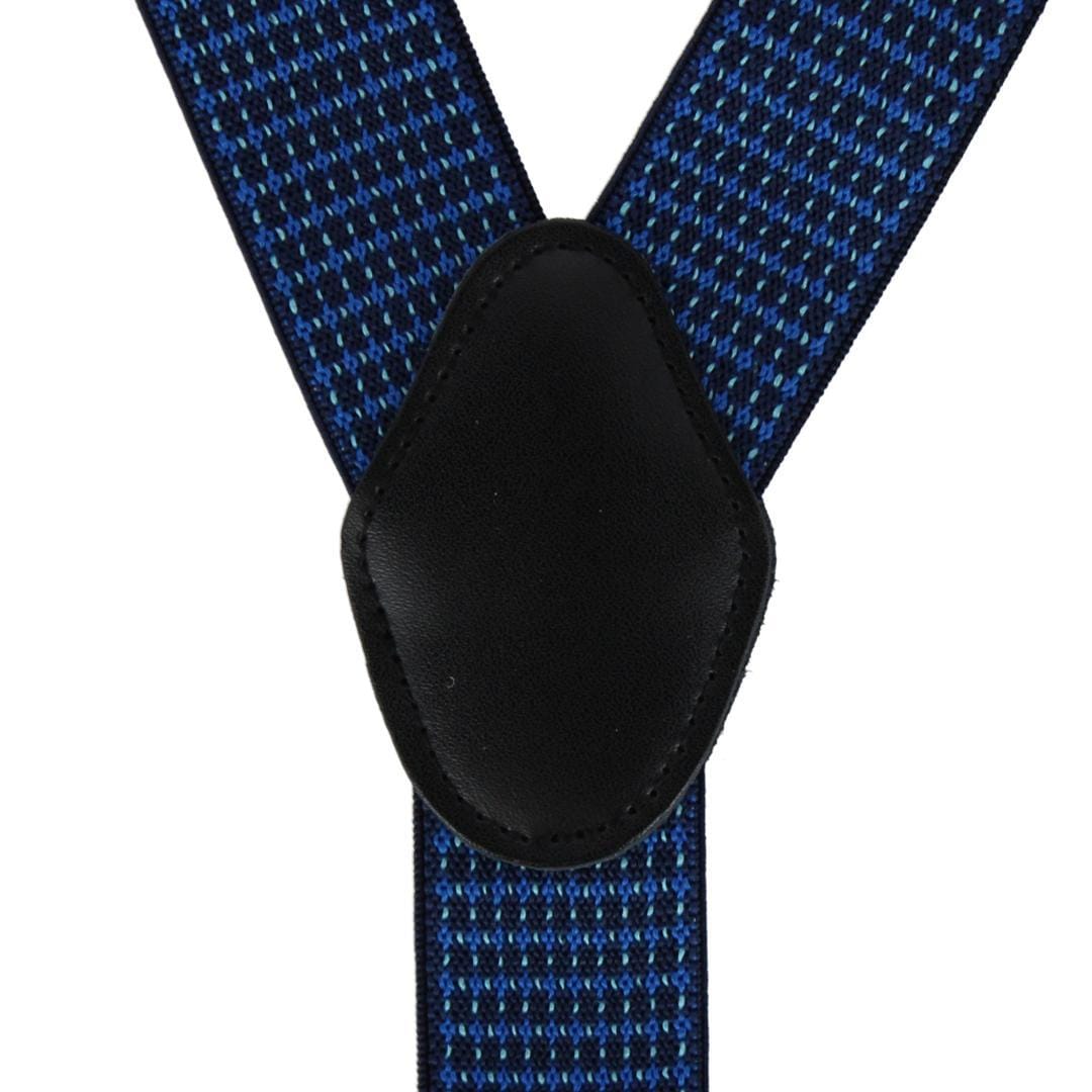CTM® Men's 35mm Wide Pin Dot Y-Back Button-End Suspenders - Navy Blue