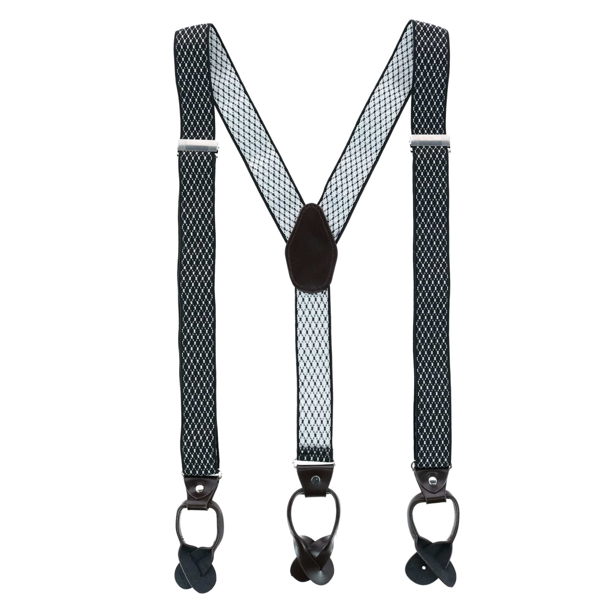 CTM® Men's 1.375 Inch Wide Dress Y-Back Button-End Suspenders - Black