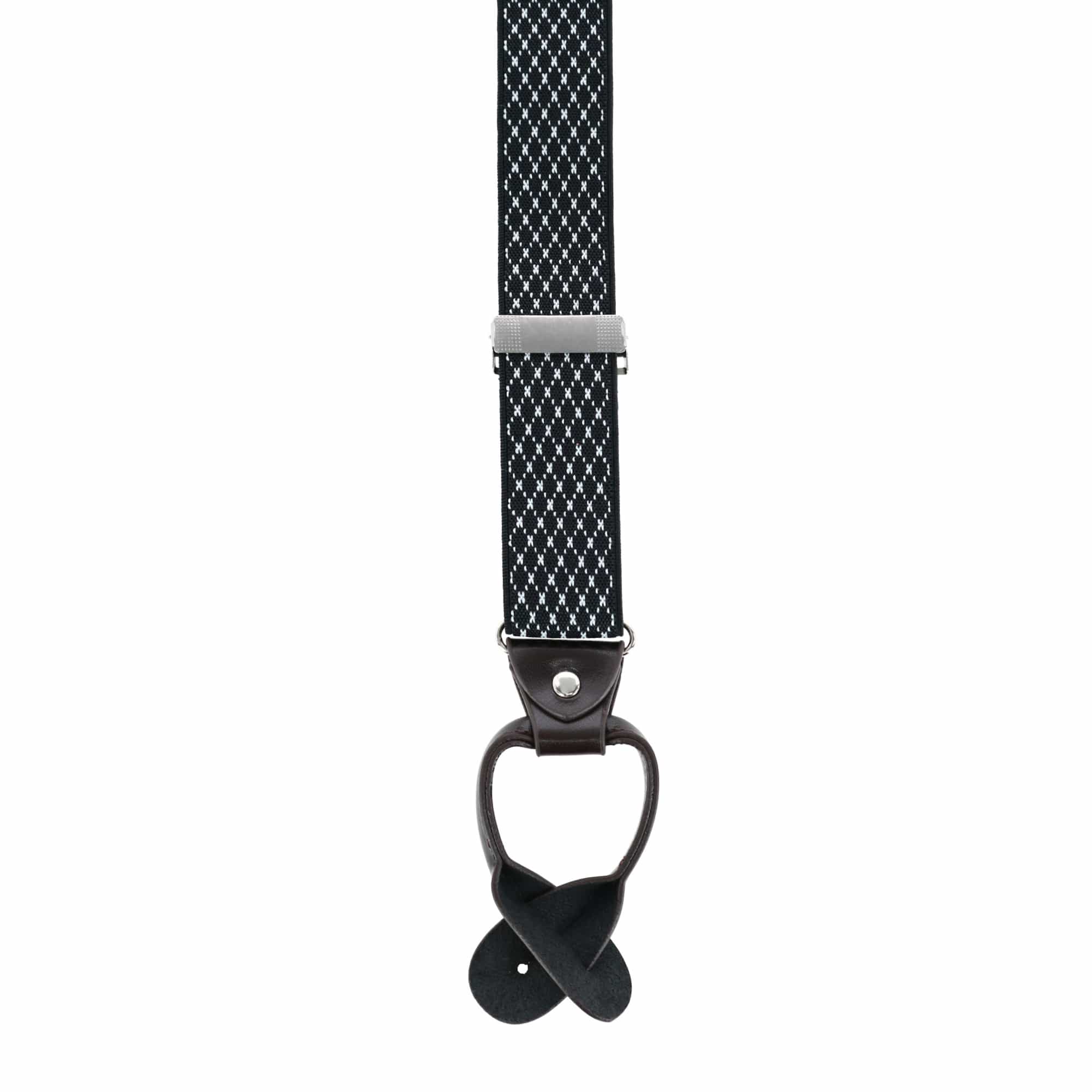 CTM® Men's 1.375 Inch Wide Dress Y-Back Button-End Suspenders - Black