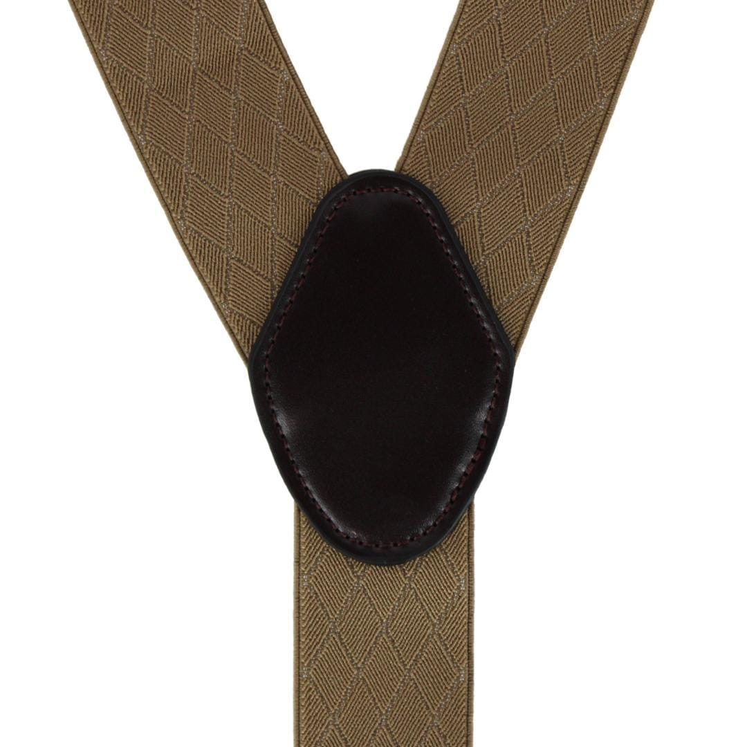 CTM® Men's Subtle Diamond pattern Y-Back Double Clip-End Suspender - Beige