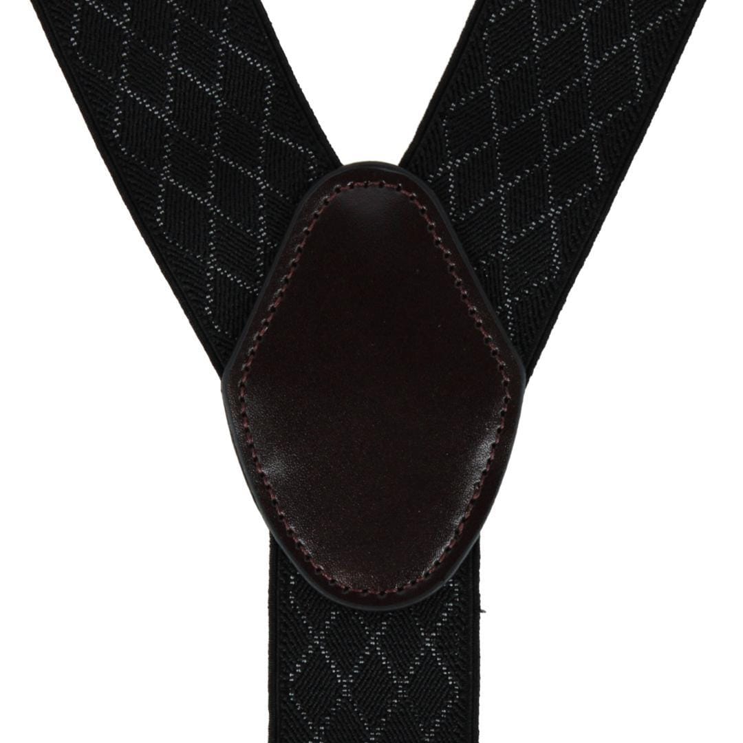 CTM® Men's Subtle Diamond pattern Y-Back Double Clip-End Suspender - Black