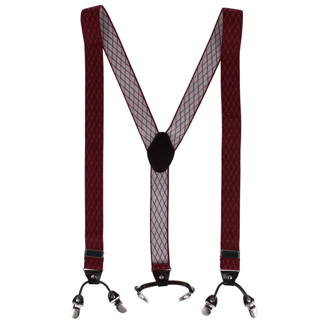 CTM® Men's Subtle Diamond pattern Y-Back Double Clip-End Suspender