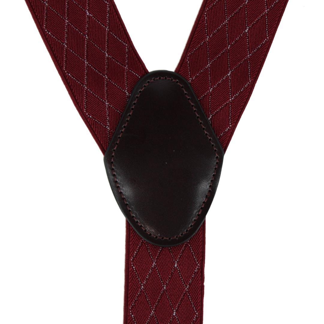 CTM® Men's Subtle Diamond pattern Y-Back Double Clip-End Suspender - Burgundy