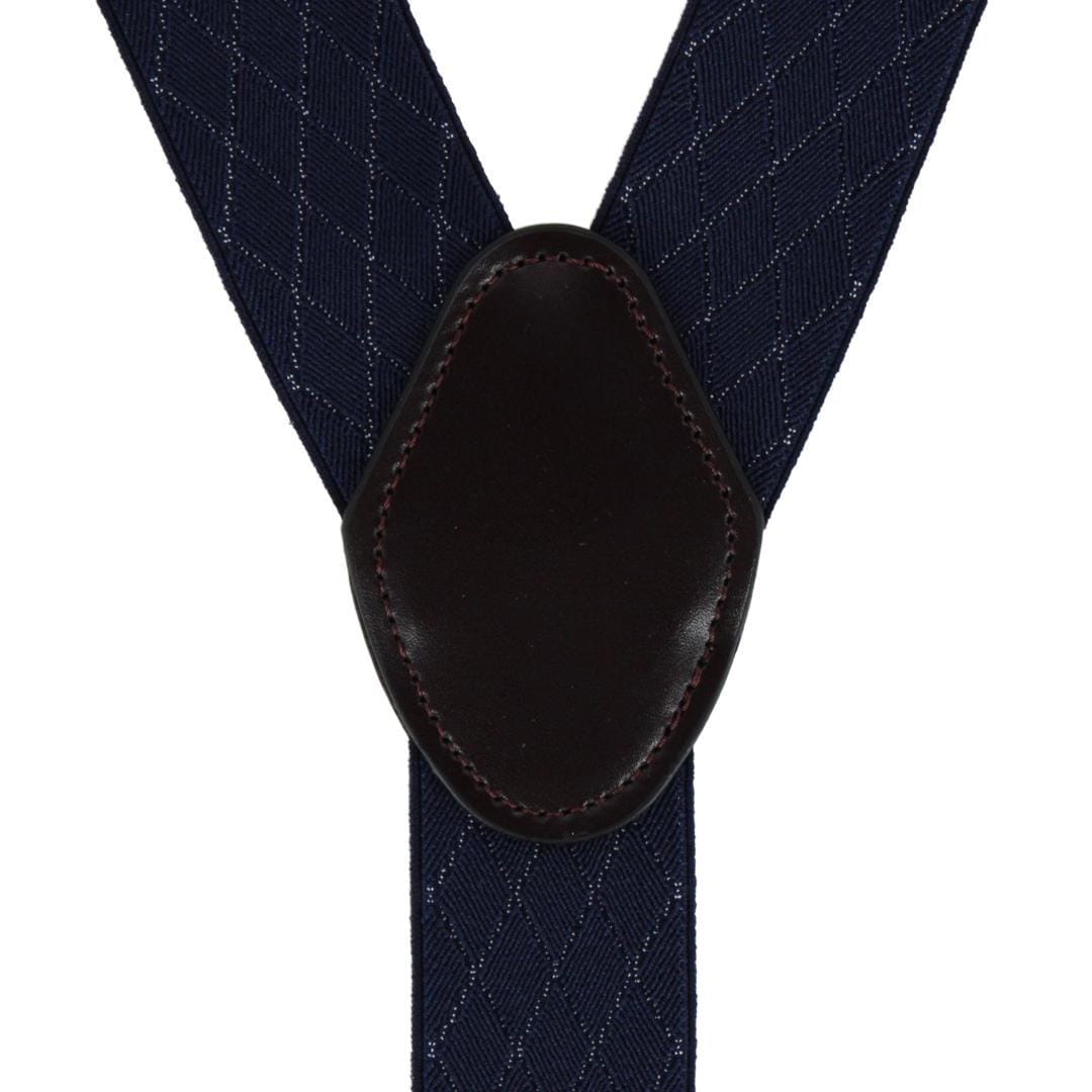 CTM® Men's Subtle Diamond pattern Y-Back Double Clip-End Suspender - Navy Blue