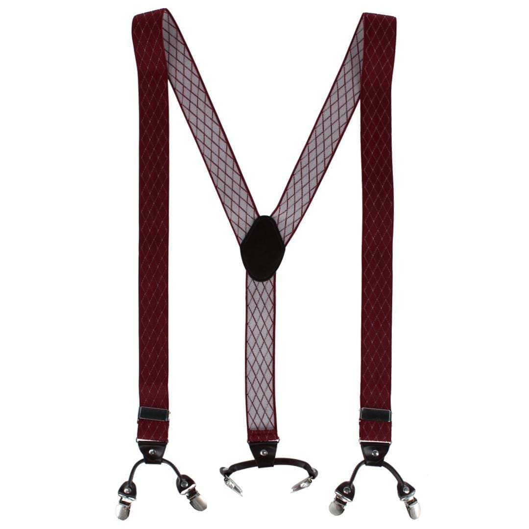 CTM® Men's Subtle Diamond pattern Y-Back Double Clip-End Suspender - Men's Subtle Diamond pattern Y-Back Double Clip-End Suspender