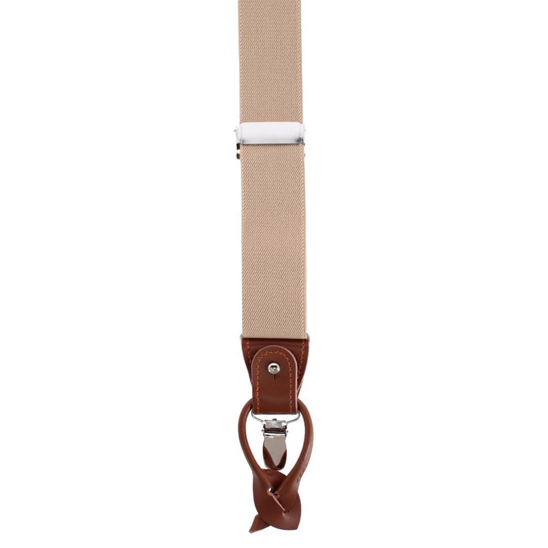 CTM® Men's Elastic  Suspender Gift Set with Clip Button and Swivel Ends - Beige