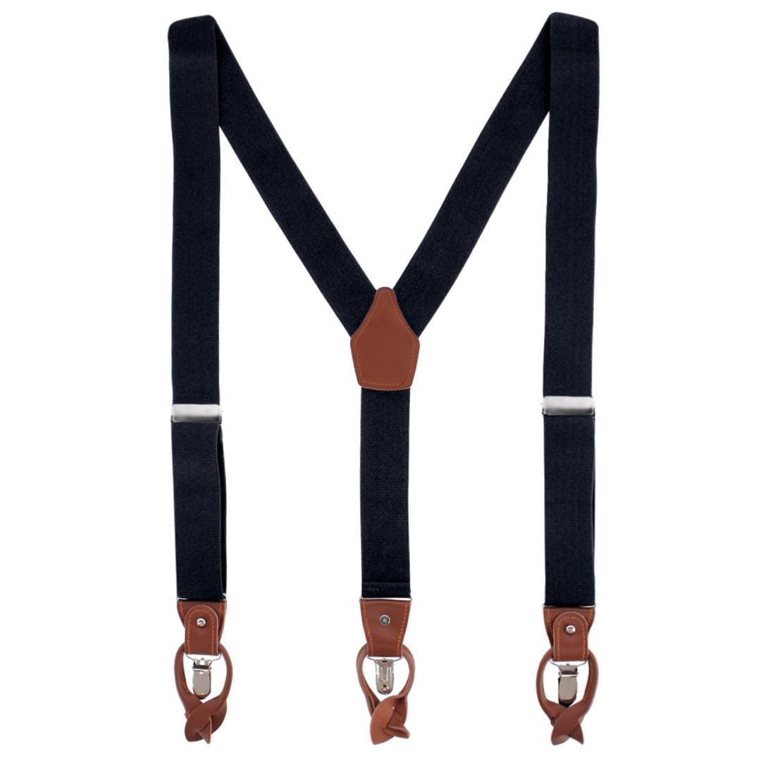CTM® Men's Elastic  Suspender Gift Set with Clip Button and Swivel Ends - Black