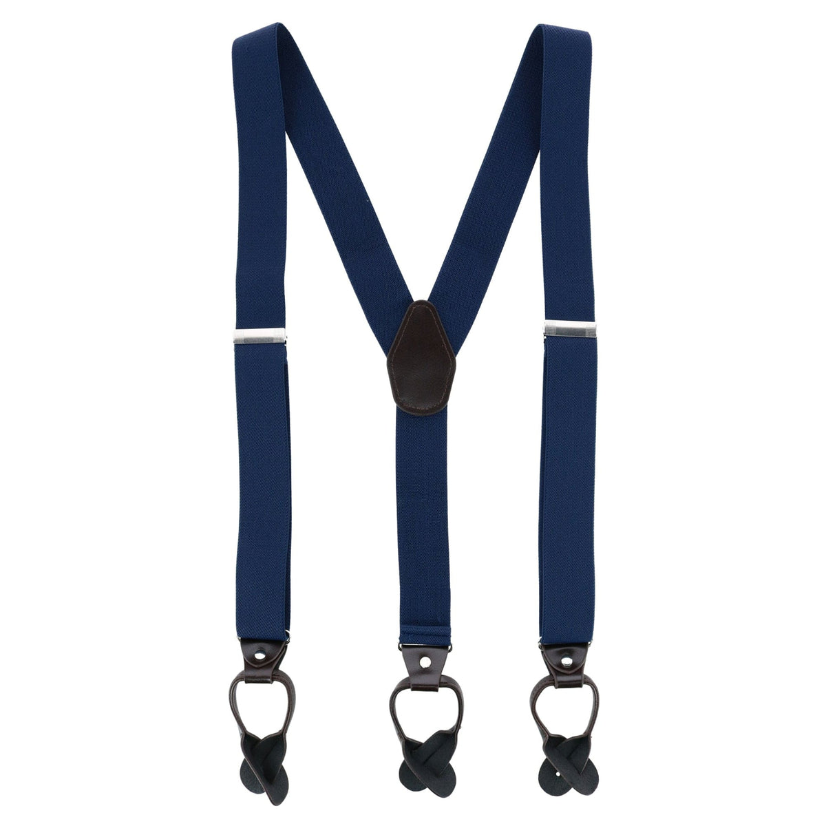 CTM® Men's 1.375 Inch Wide Solid Color Y-Back Button-End Suspenders - Men's 1.375 Inch Wide Solid Color Y-Back Button-End Suspenders