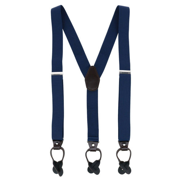Men's 1.375 Inch Wide Solid Color Y-Back Button-End Suspenders