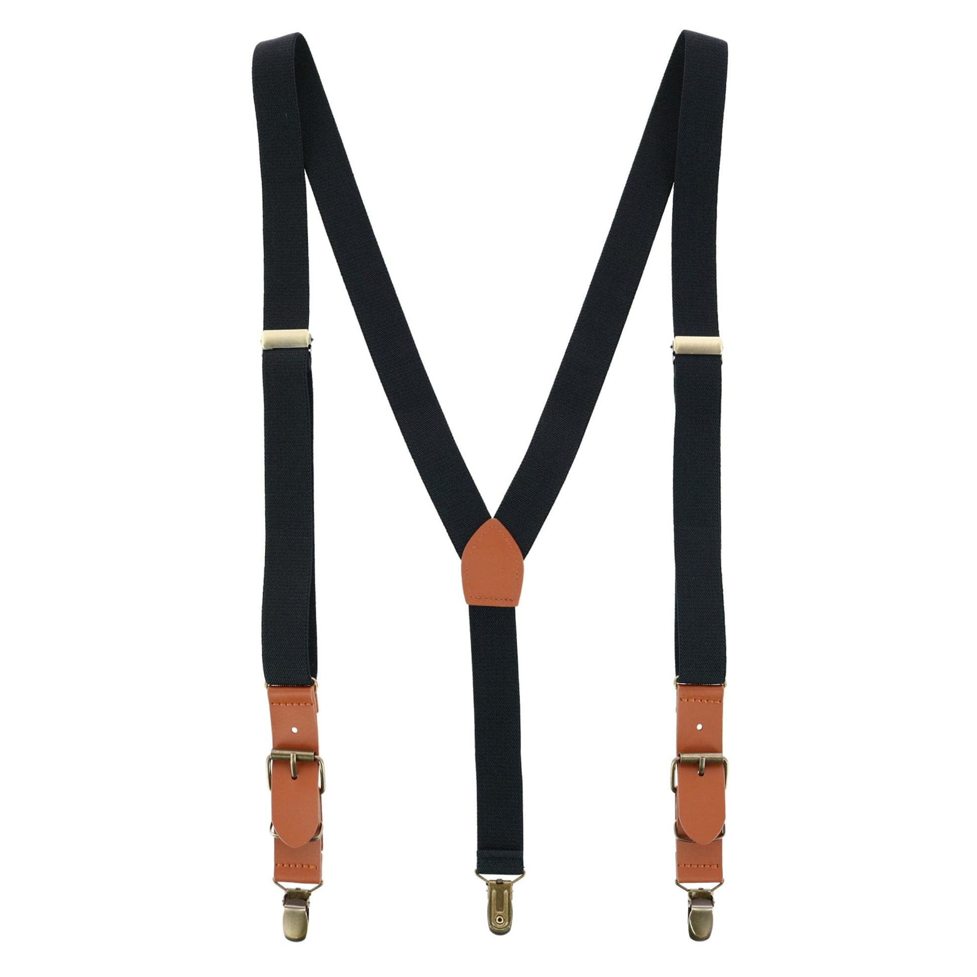CTM® Men's 1 Inch Wide Suspender with Faux Leather Buckle and Clip-Ends