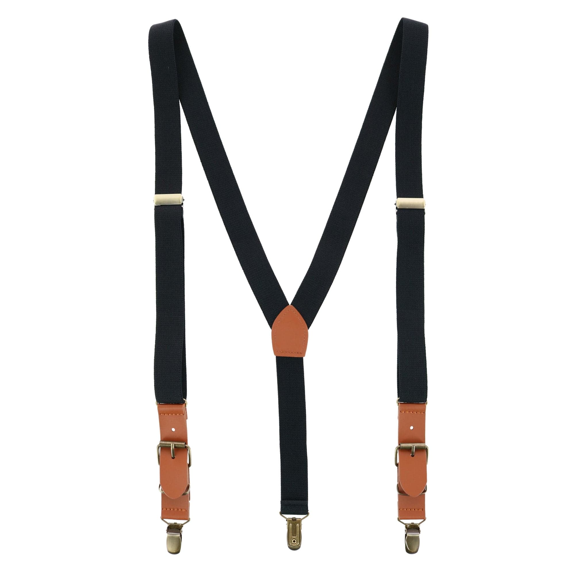 CTM® Men's 1 Inch Wide Suspender with Faux Leather Buckle and Clip-Ends