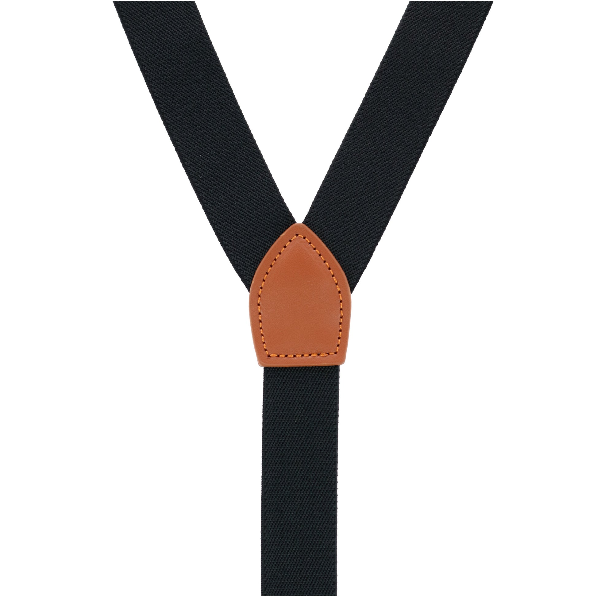 CTM® Men's 1 Inch Wide Suspender with Faux Leather Buckle and Clip-Ends - Black