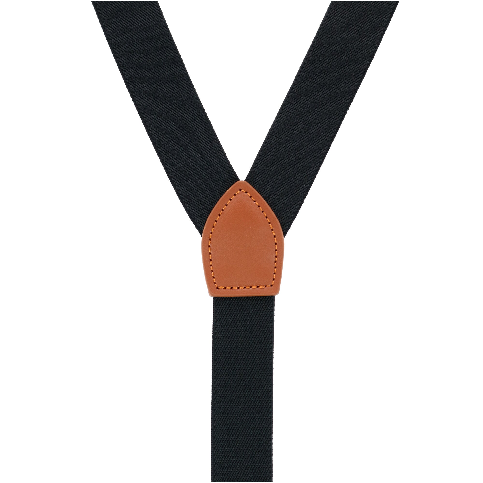 CTM® Men's 1 Inch Wide Suspender with Faux Leather Buckle and Clip-Ends - Black