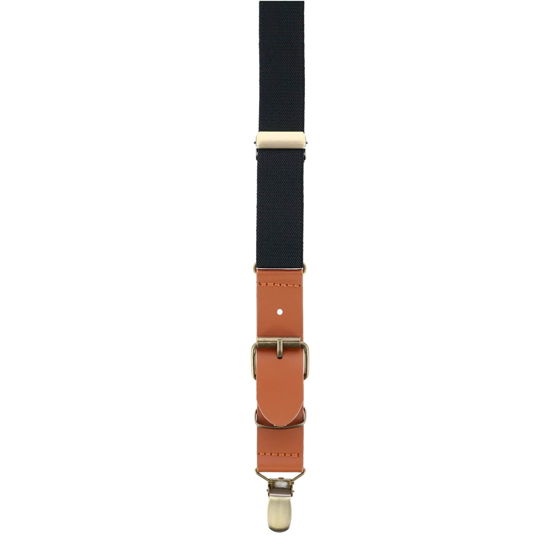 CTM® Men's 1 Inch Wide Suspender with Faux Leather Buckle and Clip-Ends - Black