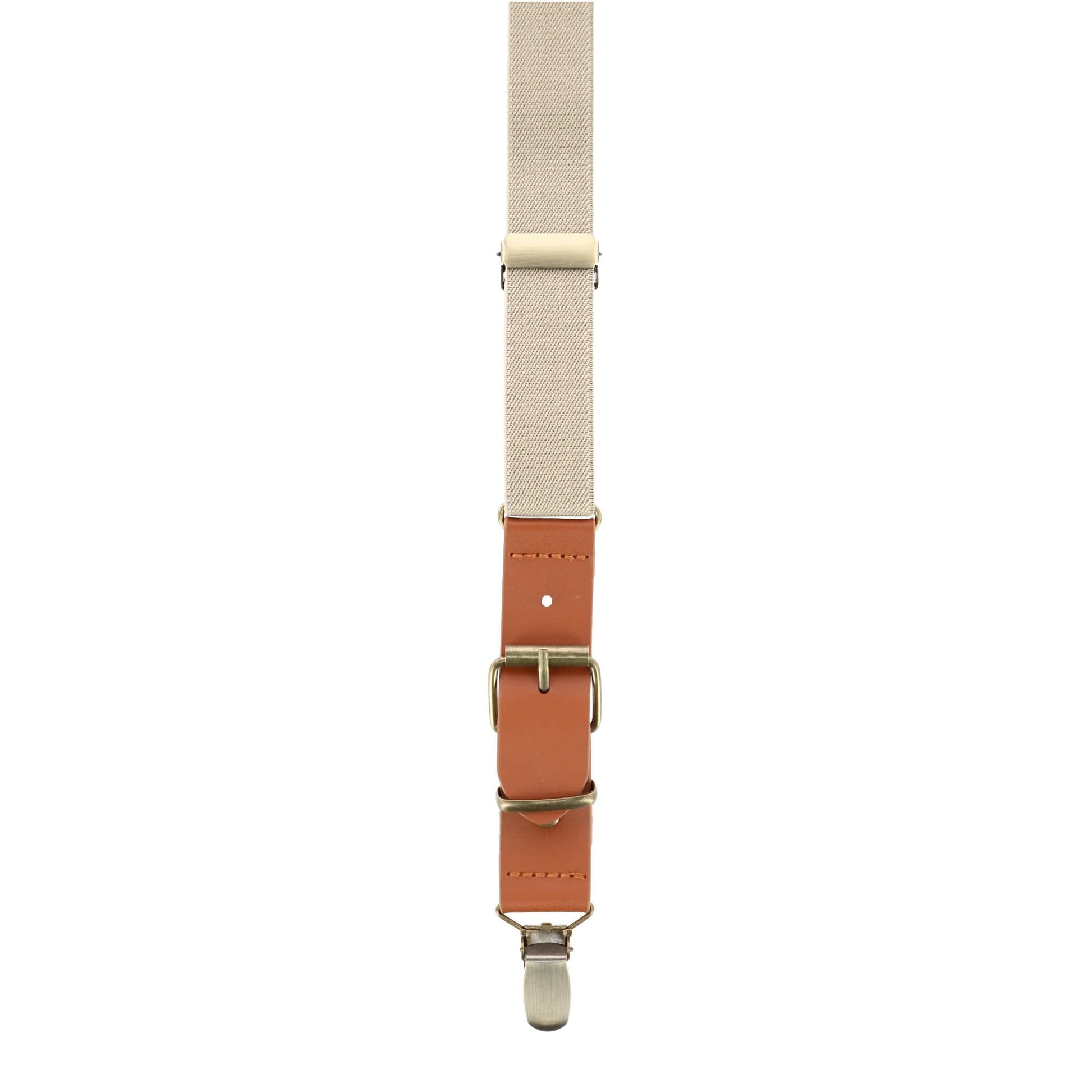 CTM® Men's 1 Inch Wide Suspender with Faux Leather Buckle and Clip-Ends - Khaki