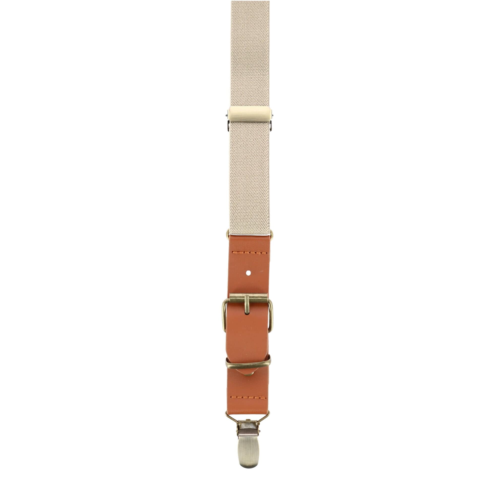 CTM® Men's 1 Inch Wide Suspender with Faux Leather Buckle and Clip-Ends - Khaki