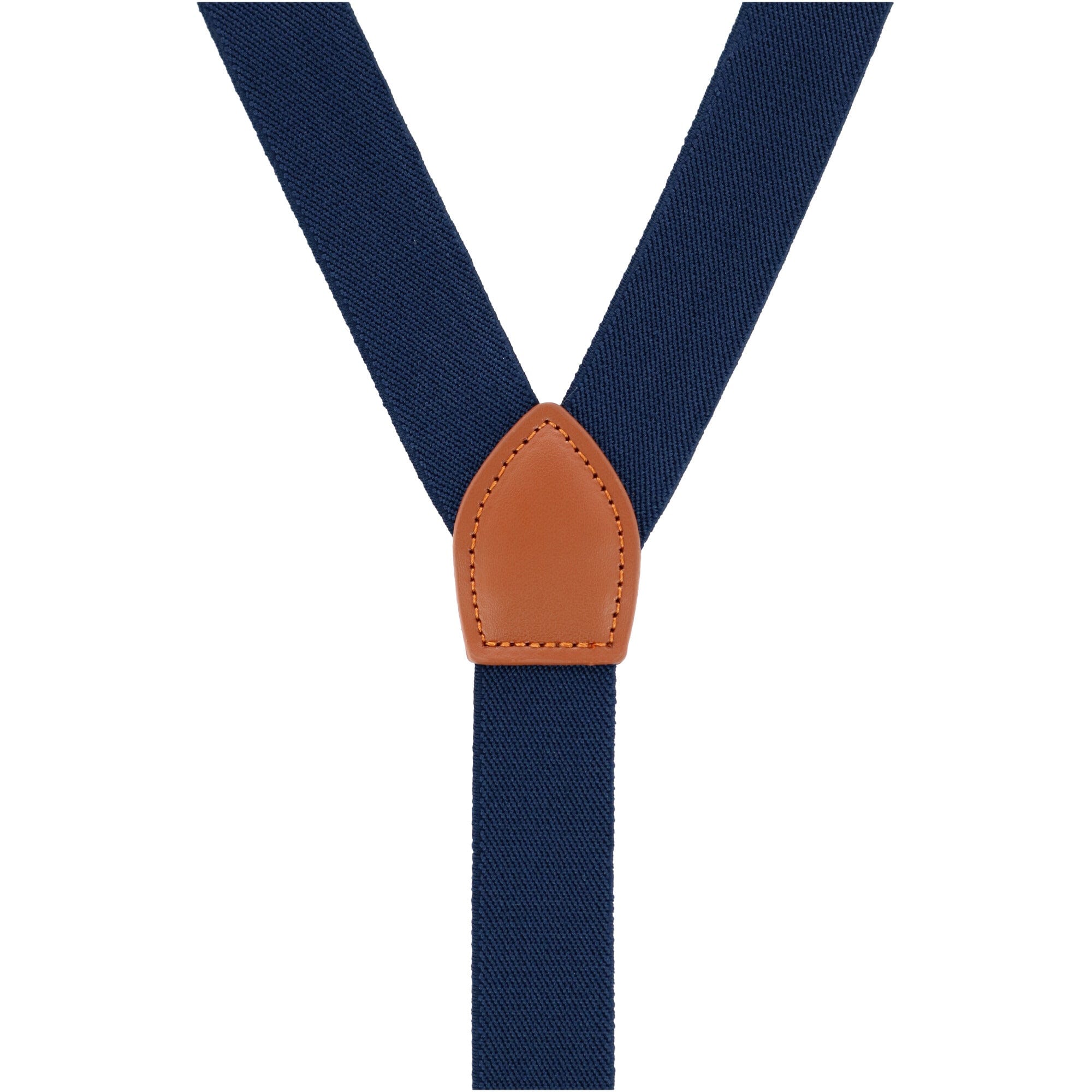CTM® Men's 1 Inch Wide Suspender with Faux Leather Buckle and Clip-Ends - Navy