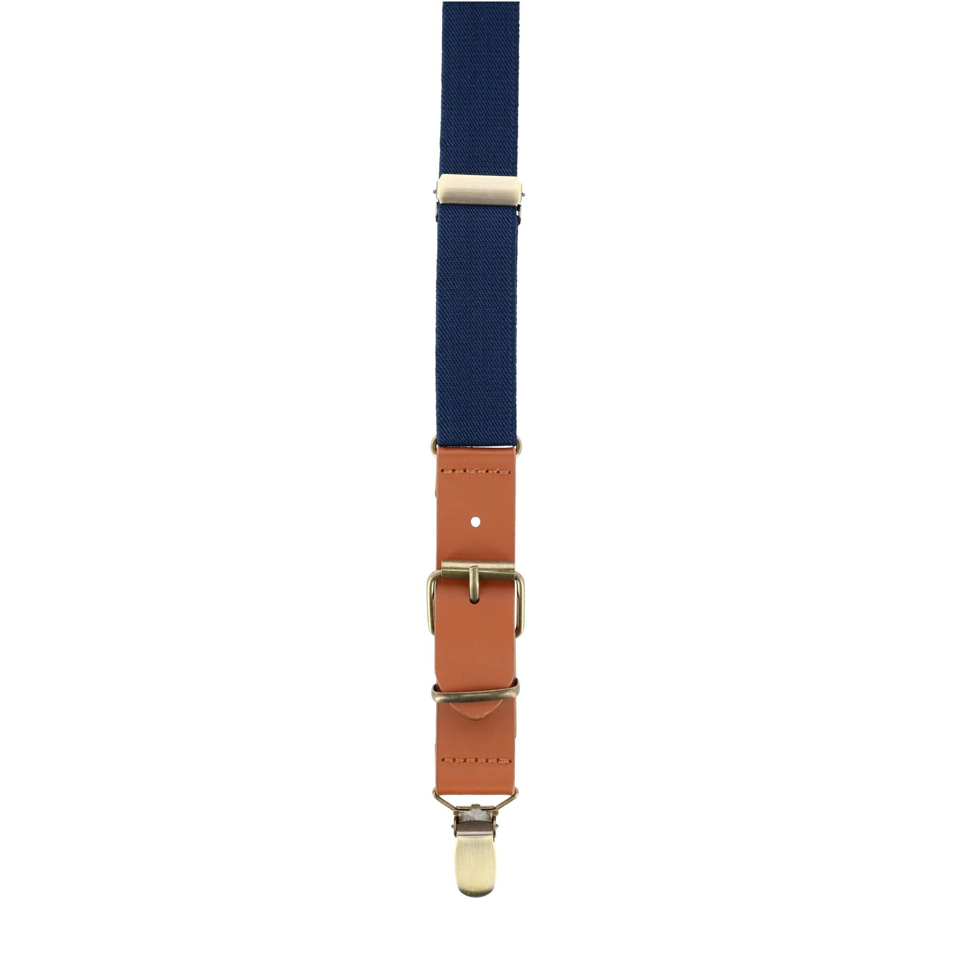 CTM® Men's 1 Inch Wide Suspender with Faux Leather Buckle and Clip-Ends - Navy