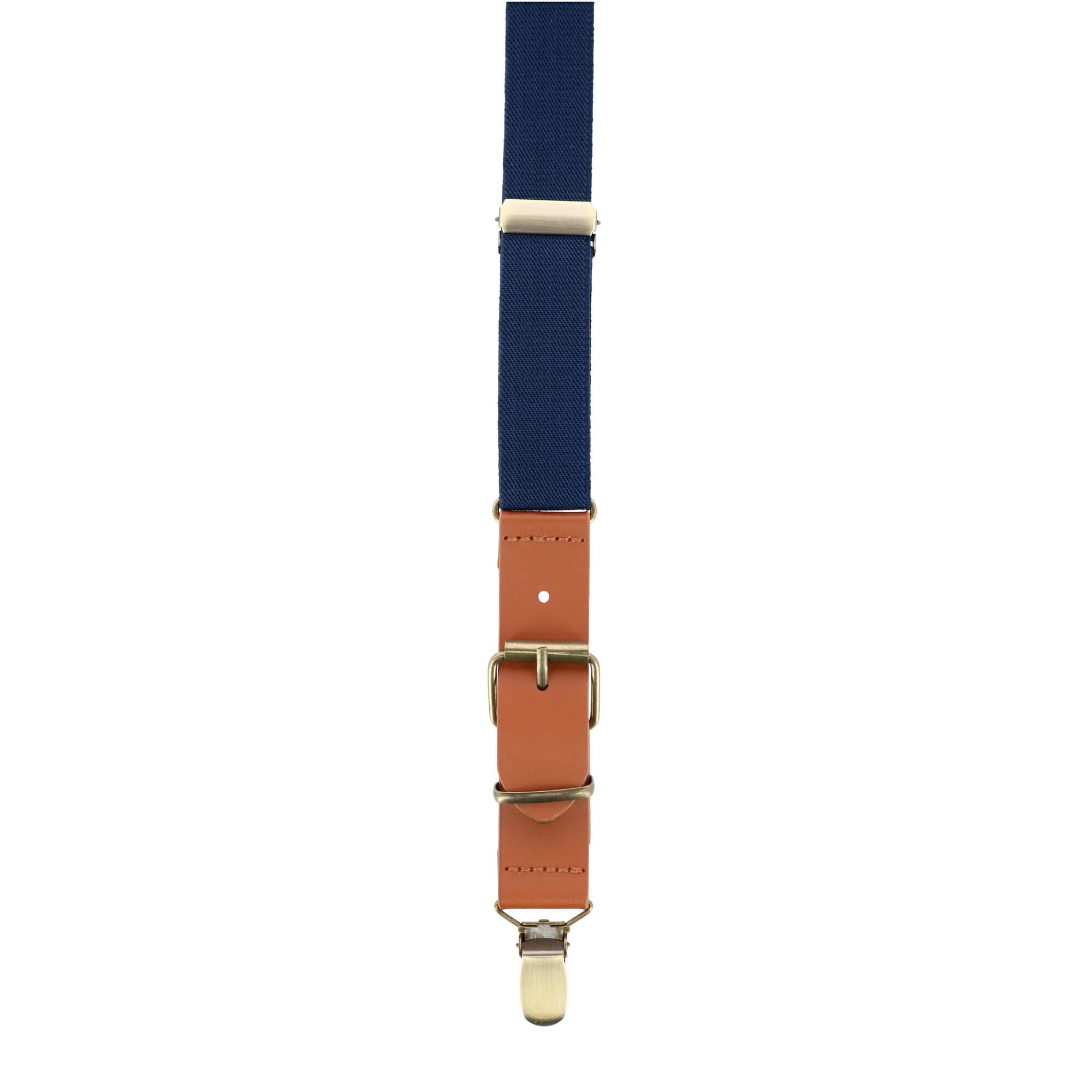 CTM® Men's 1 Inch Wide Suspender with Faux Leather Buckle and Clip-Ends - Navy