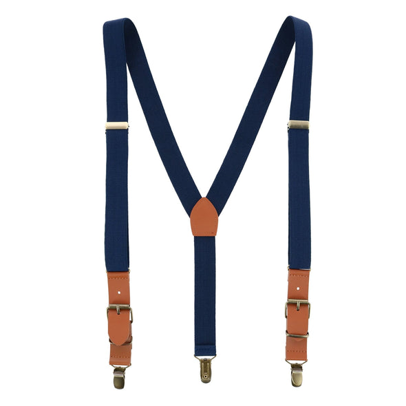 Men's 1 Inch Wide Suspender with Faux Leather Buckle and Clip-Ends