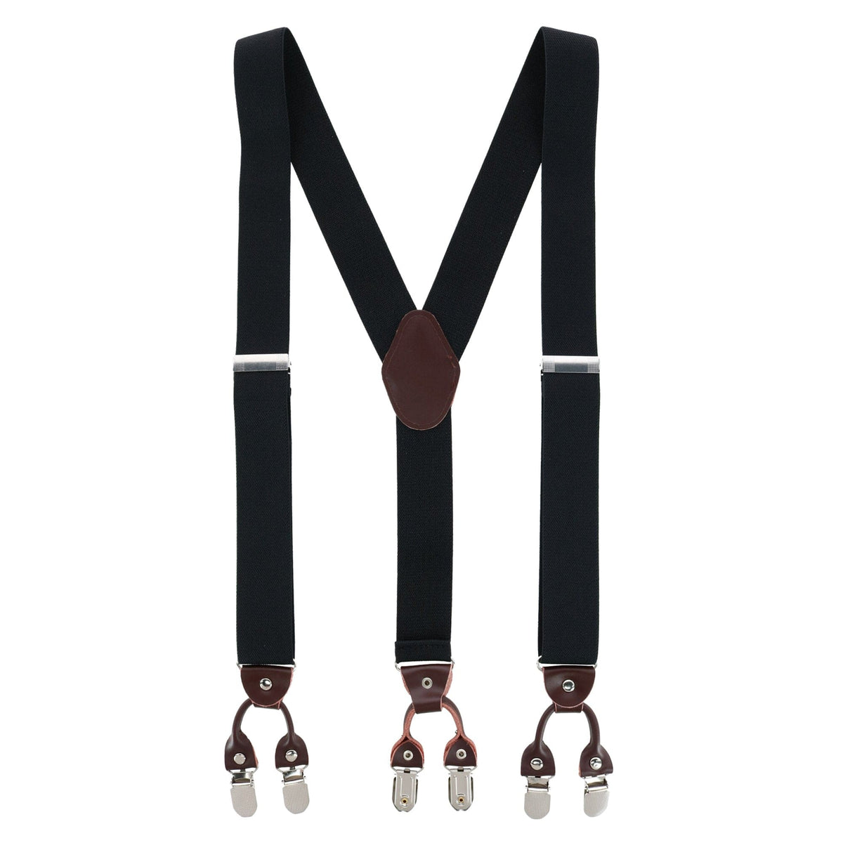 CTM® Men's 1.375 Inch Wide Solid Color Y-Back Double Clip-End Suspenders