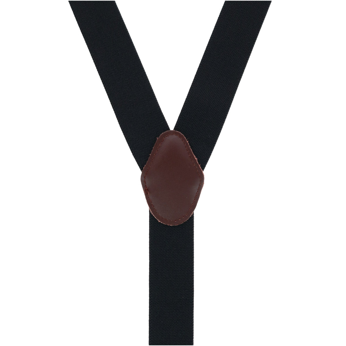CTM® Men's 1.375 Inch Wide Solid Color Y-Back Double Clip-End Suspenders - Black