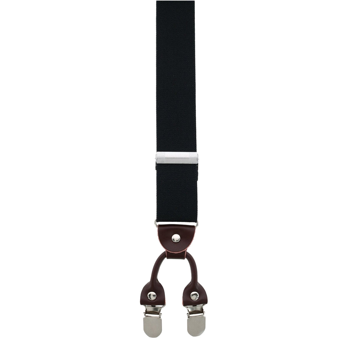 CTM® Men's 1.375 Inch Wide Solid Color Y-Back Double Clip-End Suspenders - Black
