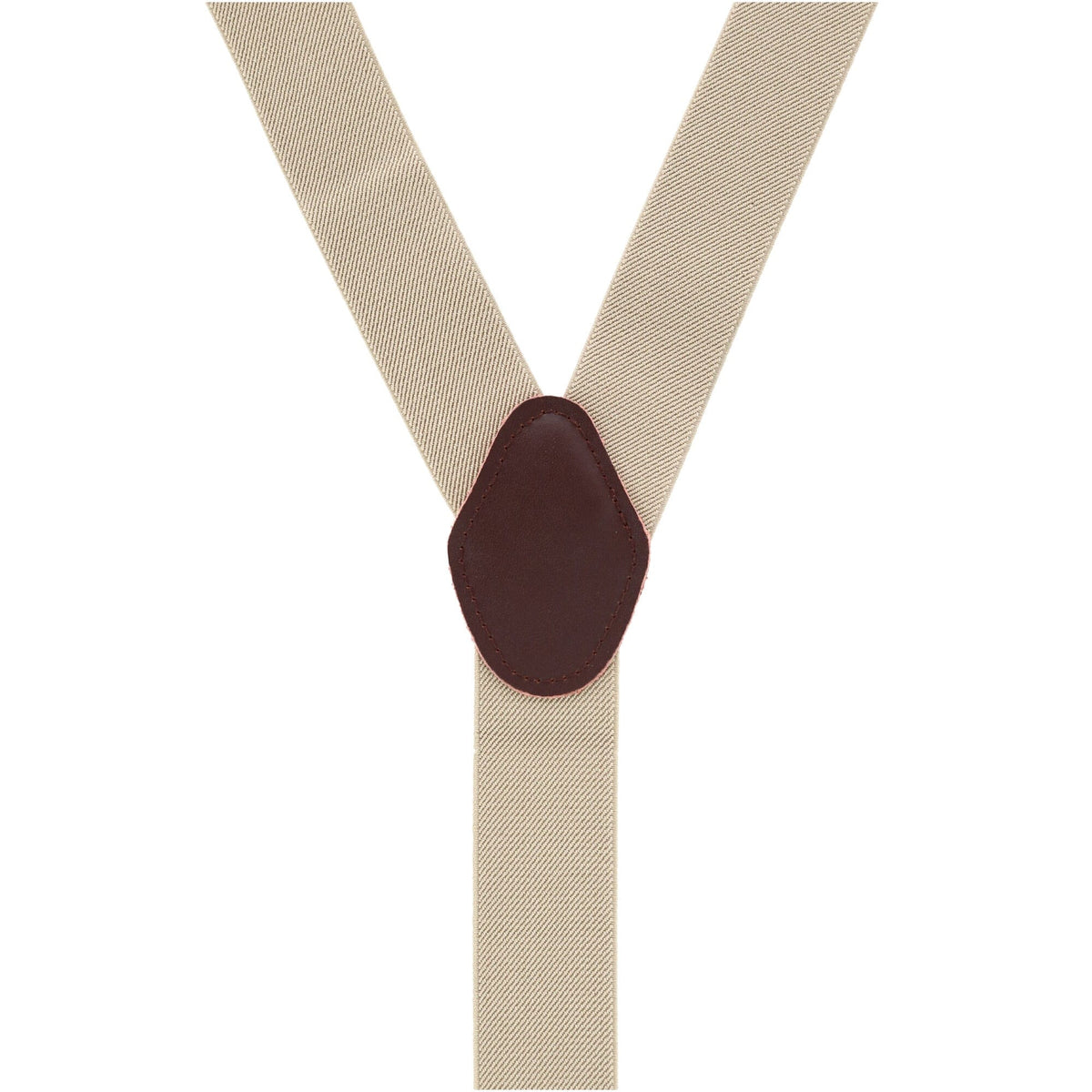 CTM® Men's 1.375 Inch Wide Solid Color Y-Back Double Clip-End Suspenders - Khaki