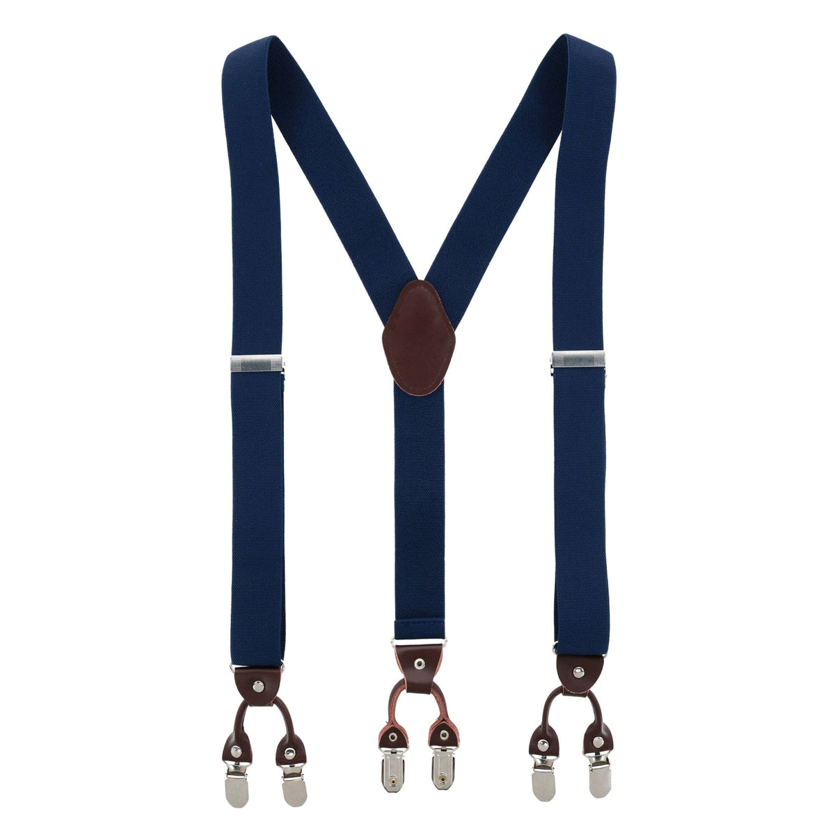 CTM® Men's 1.375 Inch Wide Solid Color Y-Back Double Clip-End Suspenders